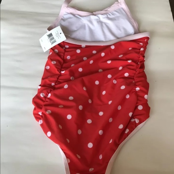 New Kate Spade Kid Girl 12 Year Old Red Polka Dots Open Piece Pink Ribbon Bow - Picture 8 of 9